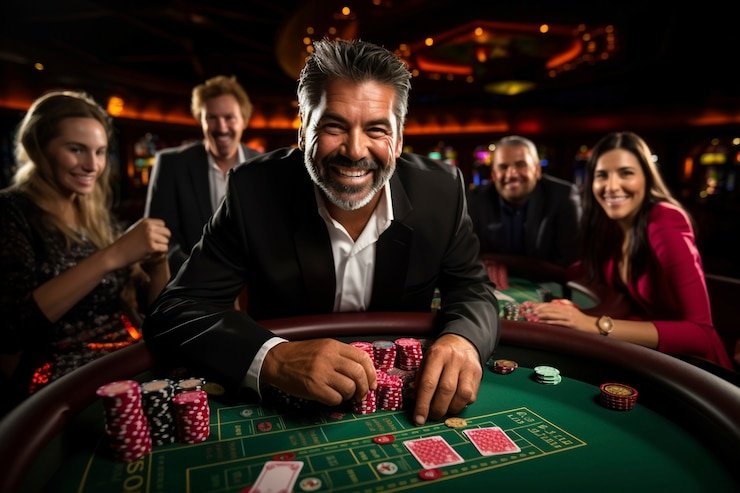 olxtoot live blackjack table with dealer and multiple player seats visible on screen